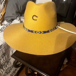 Mustard Western Hat with Beaded Band